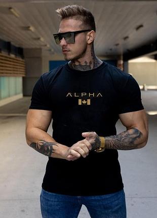 Спортивная мужская футболка alpha черного цвета