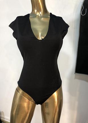 Чорне еластичне боді базовий лонг боді майка жіноче h&m