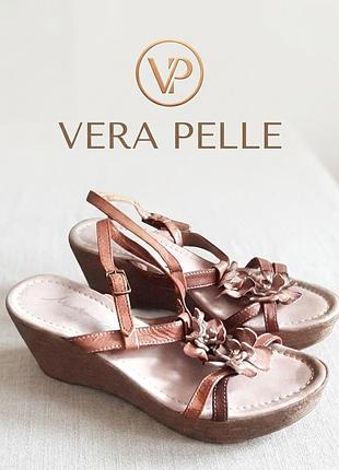 Женские босоножки на танкетке,натуральные vera pelle,италия,р.37