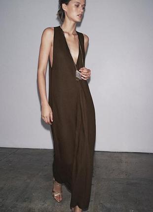 Сукня з льону zara woman collection