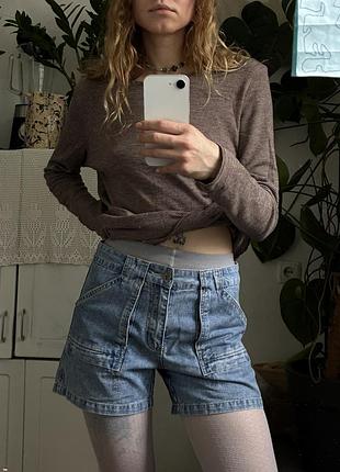 Джинсові шорти ретро y2k washed vintage denim short