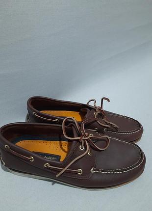 Шкіряні топсайдери timberland  благородний  коричневий шоколадний колір , груба 100% шкіра , 28см устілка