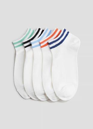 22-24/25-27/31-33/34-36/37-39/40-42 р h&amp;m новые фирменные спортивные средние носки полоска 5 пар