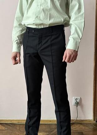 Мужские шерстяные брюки umberto bocci enzo slim fit, черные, размер 40 (s)