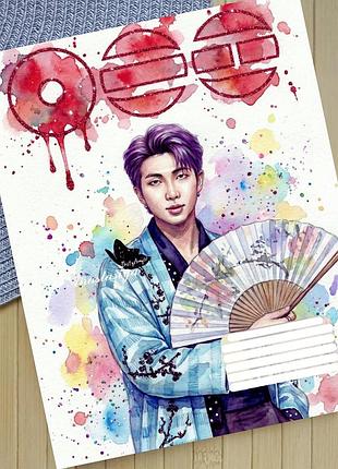 Тетрадь бтс bts на скобе 18 листов линия (29255)