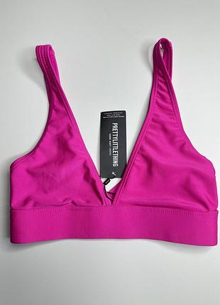Верх від купальника, купальник роздільний prettylittlething - малиновий, рр xs