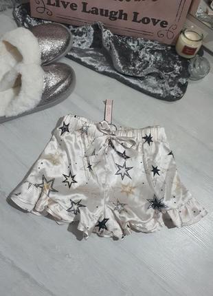 Пижамные шорты victoria's secret с рюшами.сатиновые шорты.пижама2 фото