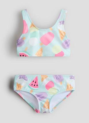 4-6/6-8/8-10 р h&amp;m новый фирменный купальник бикини девочке ice cream мороженое