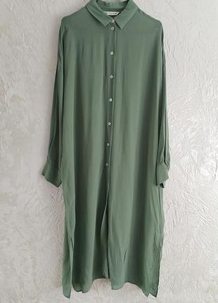 Длинное платье рубашка из вискозы от zara
