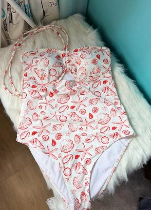 Суцільний купальник-бандо primark з морським принтом, розмір uk 14 / eur 42 (наш l)