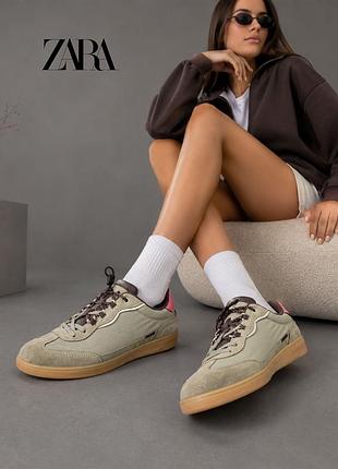 Новые оливковые розовые кроссовки zara 37