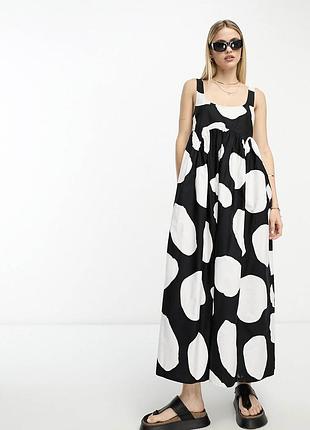 🥰 бавовняна довга сукня в горох asos