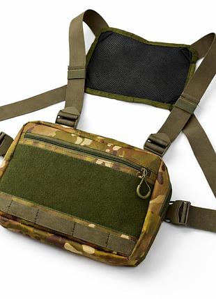 Тактична нагрудна сумка multicam cordura 1000d з molle та патч-панеллю, 5 кишень, 30×20×8 см