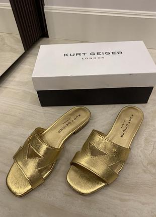 Шльопанці жіночі шкіряні золоті kurt geiger