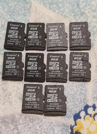 Картка пам'яті 8 гб kingston 2.67-5.63/10.8-21.7 microsd microsdhc c4 4