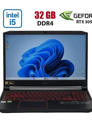Ігровий ноутбук acer nitro 5 an515-55-53e5 / 15.6" (1920x1080) ips / intel core i5-10300h (4 (8) ядра по 2.5 - 4.5 ghz) / 32 gb