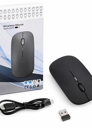 Беспроводная мышь wireless mouse 2.4g аккумуляторная, бесшумная, usb ресивер + type-c зарядка