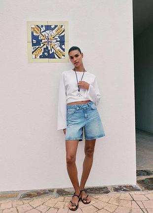 Шорти жіночі джинсові асиметрична талія zara new