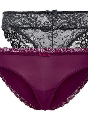 Трусики-сліп набір 2 шт. мереживні для жінки esmara lycra® 343050-1 l різнобарвний