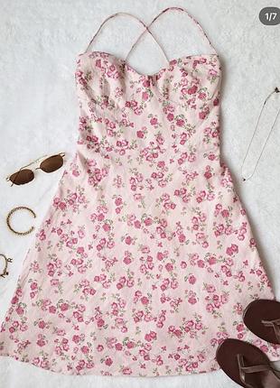 Коротка льняна сукня від zara