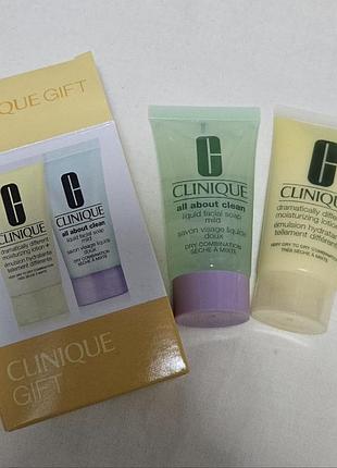 Набор clinique liquid facial soap mild, 30 мл и dramatically different moisturizing lotion 30 мл