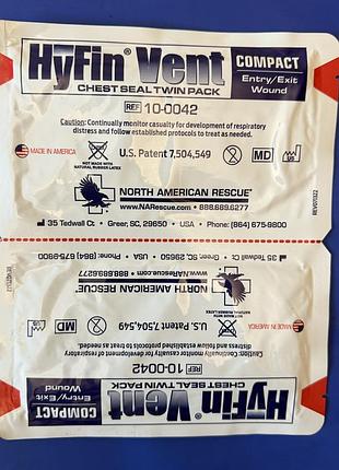 Оклюзійна наліпка hyfin vent compact chest seal twin pack