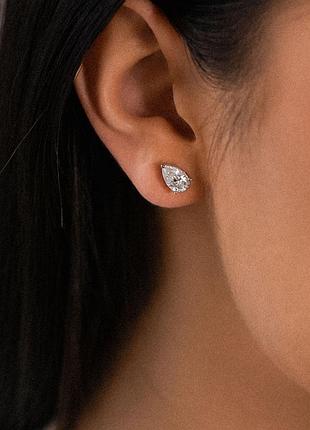 Indi jewelry сережки pear пусети гвоздики медична сталь