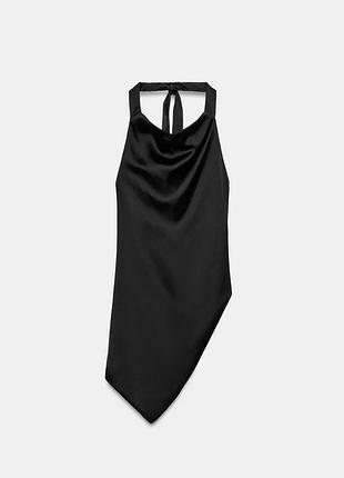 Асиметричний сатиновий топ чорний zara new