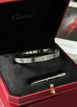 Браслет cartier love 3 diamond 18k white gold bracelet