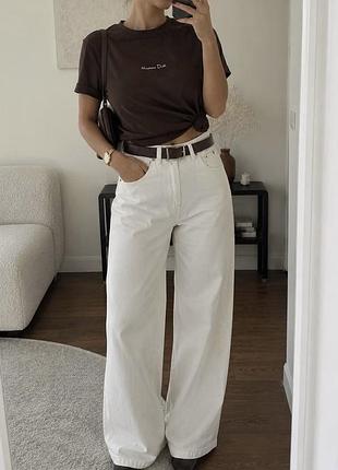 Жіночий костюм двійка, жіноча футболка massimo dutti, жіночі джинси прямі, білі джинси палаццо, костюм з джинсами, комплект штани + футболка оверсайз