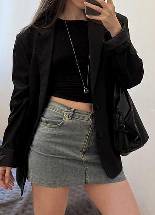Вінтажна джинсова міні-спідниця washed denim