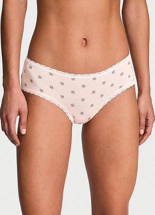 Жіночі трусики victoria's secret (7114439124691) cotton lace-waist cheeky xl рожеві