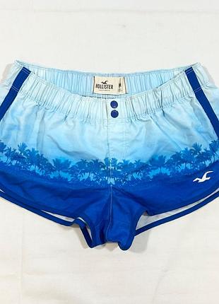 Шорты пляжные женские hollister california голубые синие легкие на резинке m короткие