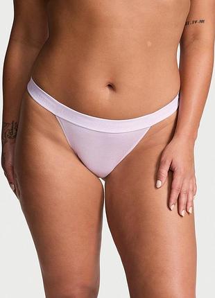 Жіночі трусики victoria's secret (144000416213) logo cotton tanga xl бузкові
