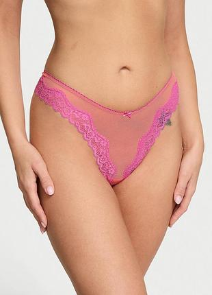 Трусики жіночі victoria's secret (2126439129041) tease mesh lace-trim xs помаранчеві