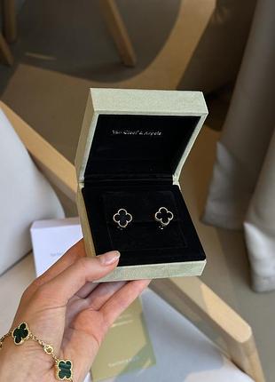 Серьги van cleef & arpels earrings vintage alhambra onyx k18 yellow gold