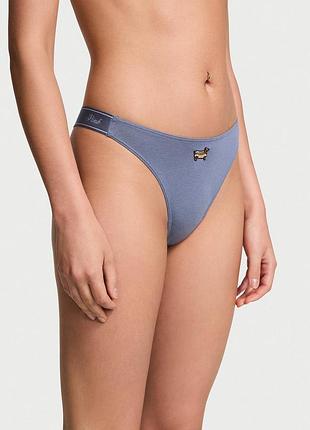 Жіночі трусики victoria's secret (2163389432539) logo cotton shine стрінги xl сині