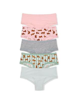 Набор трусиков victoria’s secret (43652955162859) logo cotton thong 5-pack xl комбинированные
