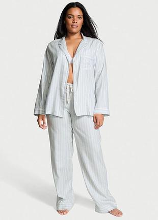 Жіноча піжама (штани + сорочка) victoria's secret (3226437712084) flannel pajama l блакитна