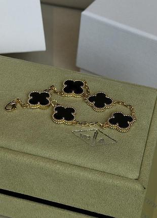 Браслет van cleef & arpels bracelet vintage alhambra onyx k18 yellow gold