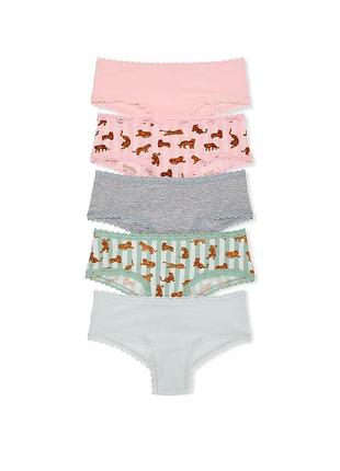 Набір трусиків victoria's secret (44652955162860) logo cotton thong 5-pack xxl комбіновані