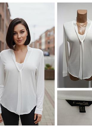 217. massimo dutti, жіноча блуза з ліоцелу (67% ліоцел 33% бавовна), білого кольору, розмір м.