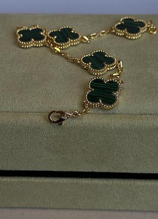 Браслет van cleef & arpels bracelet vintage green malachite k18 yellow