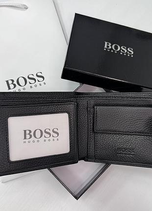 Мужской кошелек boss, кошелек из натуральной кожи, кошелек черного цвета hugo boss