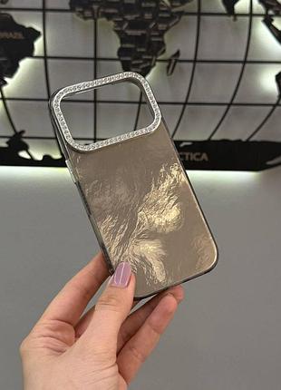 Чохол для iphone 17 pro max глянсовий зі стразами на камері, протиударний захисний чохол для iphone 17 pro max