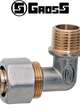 Кут із зовнішньою різзю для металопластикової труби l20*1/2"н (розбірний), gross