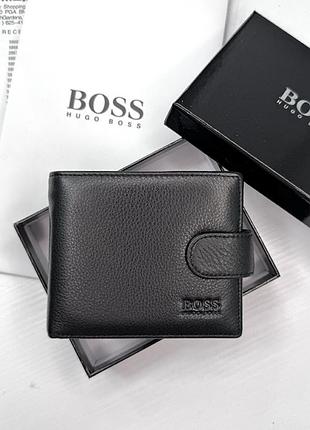 Мужской кошелек boss, кошелек из натуральной кожи, кошелек черного цвета hugo boss