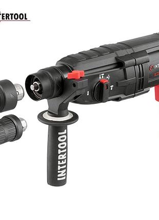 Перфоратор intertool wt-0171 прямий (1000 вт, 3.2 дж, 0-1300 об./хв, 0-5100 уд./хв, 3 режими, знімний швидкозатискний патрон)