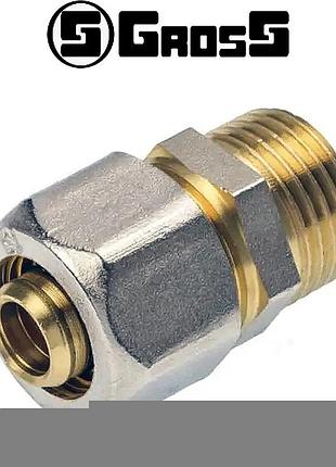 Муфта з зовнішньою різзю для металопластикової труби s20*3/4"н (розбірна), gross