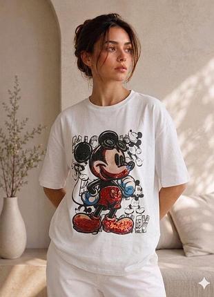 Стильна жіноча футболка oversize з принтом mickey
